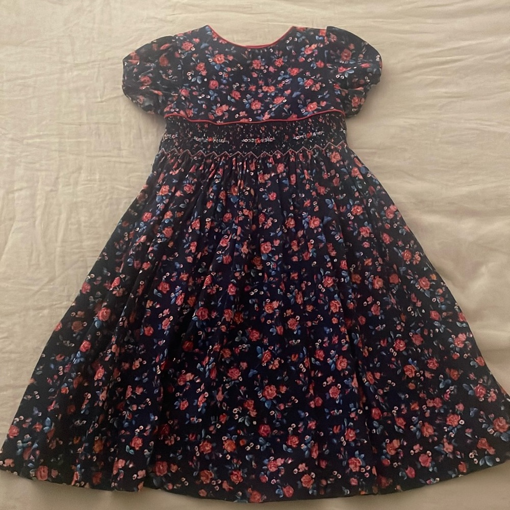 Edgehill Collection 6X Dress Smock Short Sleeve Navy Blue, Pink, Red